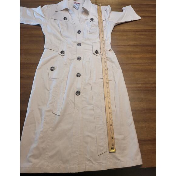 Yoana Baraschi Silk Blend Utility Midi Dress Khaki Size 6 Belted EUC - Picture 9 of 13